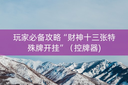 玩家必备攻略“财神十三张特殊牌开挂”（控牌器)
