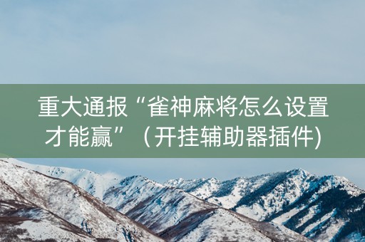 重大通报“雀神麻将怎么设置才能赢”（开挂辅助器插件)
