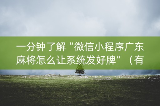 一分钟了解“微信小程序广东麻将怎么让系统发好牌”（有什么诀窍)