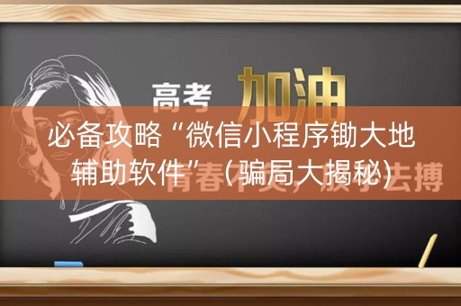 必备攻略“微信小程序锄大地辅助软件”（骗局大揭秘)