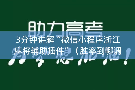 3分钟讲解“微信小程序浙江麻将辅助插件”（胜率到哪调)
