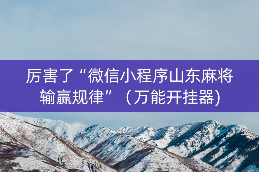 厉害了“微信小程序山东麻将输赢规律”（万能开挂器)