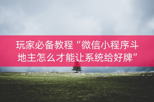玩家必备教程“微信小程序斗地主怎么才能让系统给好牌”（可以设置输赢吗)