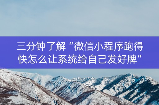 三分钟了解“微信小程序跑得快怎么让系统给自己发好牌”（辅助器插件)