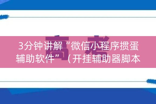 3分钟讲解“微信小程序掼蛋辅助软件”（开挂辅助器脚本)