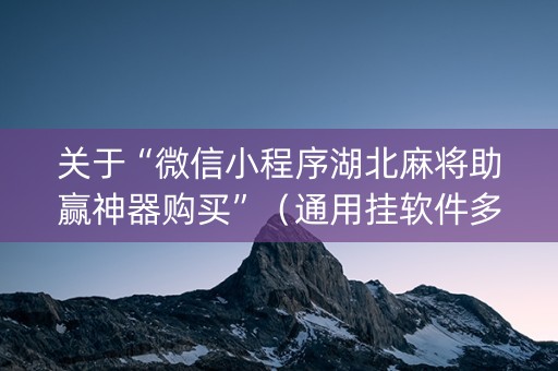 关于“微信小程序湖北麻将助赢神器购买”（通用挂软件多少钱)