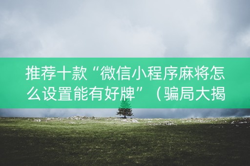 推荐十款“微信小程序麻将怎么设置能有好牌”（骗局大揭秘)