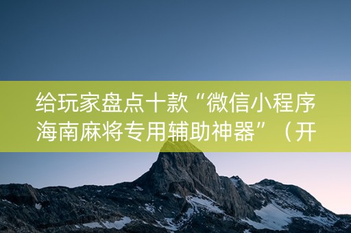 给玩家盘点十款“微信小程序海南麻将专用辅助神器”（开挂辅助器插件)