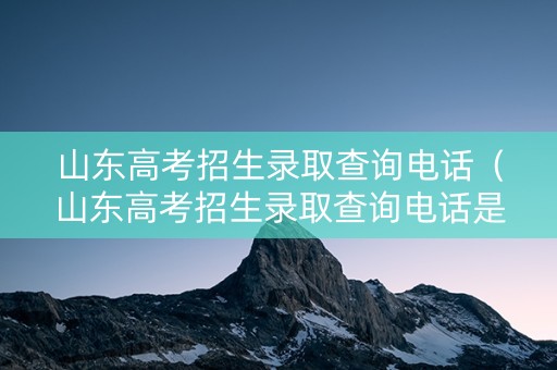 山东高考招生录取查询电话（山东高考招生录取查询电话是多少）