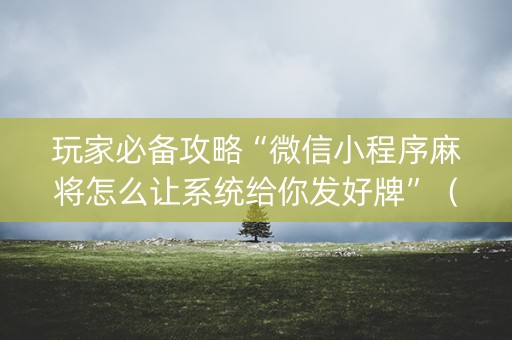 玩家必备攻略“微信小程序麻将怎么让系统给你发好牌”（必赢神器辅助器)