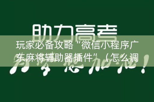 玩家必备攻略“微信小程序广东麻将辅助器插件”（怎么调胜率)