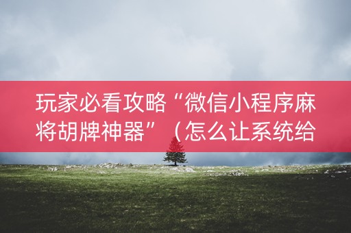 玩家必看攻略“微信小程序麻将胡牌神器”（怎么让系统给自己好牌)