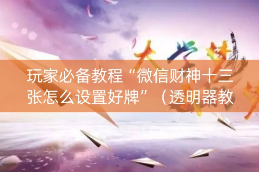 玩家必备教程“微信财神十三张怎么设置好牌”（透明器教程)