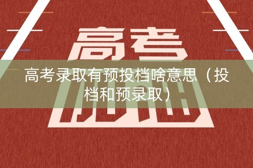 高考录取有预投档啥意思（投档和预录取）