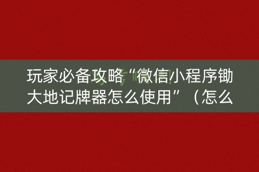 玩家必备攻略“微信小程序锄大地记牌器怎么使用”（怎么才会赢)