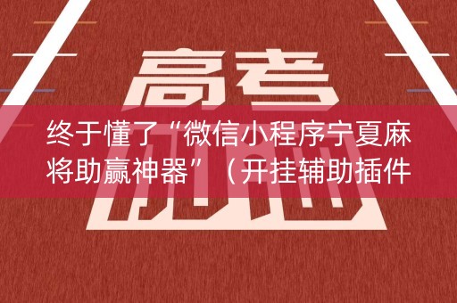 终于懂了“微信小程序宁夏麻将助赢神器”（开挂辅助插件)