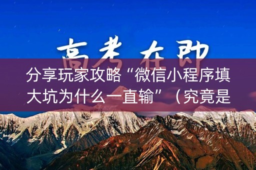 分享玩家攻略“微信小程序填大坑为什么一直输”（究竟是不是有挂)