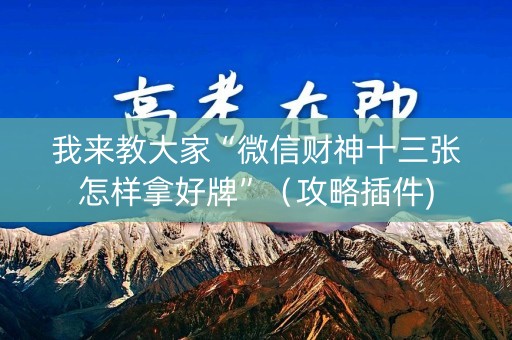 我来教大家“微信财神十三张怎样拿好牌”（攻略插件)