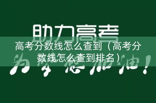 高考分数线怎么查到（高考分数线怎么查到排名）