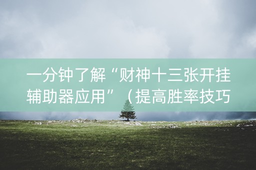 一分钟了解“财神十三张开挂辅助器应用”（提高胜率技巧)