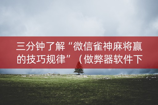 三分钟了解“微信雀神麻将赢的技巧规律”（做弊器软件下载)