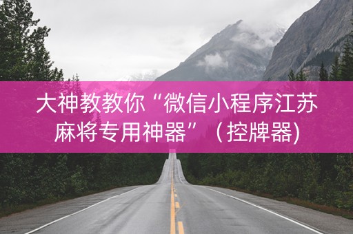 大神教教你“微信小程序江苏麻将专用神器”（控牌器)