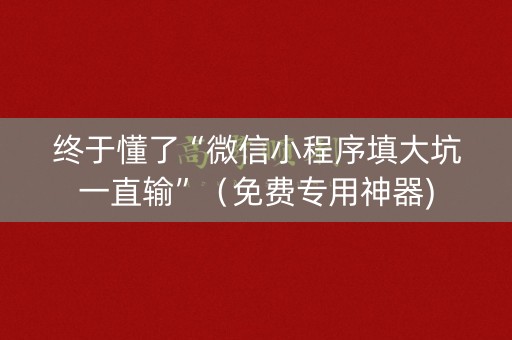终于懂了“微信小程序填大坑一直输”（免费专用神器)