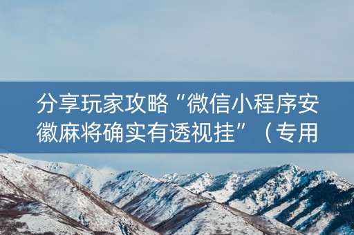 分享玩家攻略“微信小程序安徽麻将确实有透视挂”（专用神器)