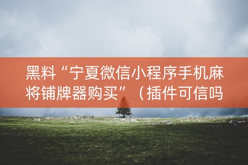 黑料“宁夏微信小程序手机麻将铺牌器购买”（插件可信吗)