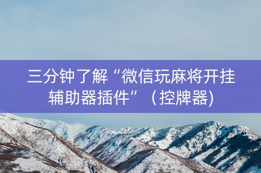 三分钟了解“微信玩麻将开挂辅助器插件”（控牌器)