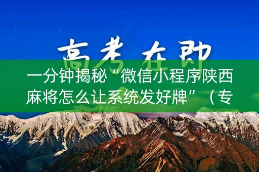 一分钟揭秘“微信小程序陕西麻将怎么让系统发好牌”（专用神器)