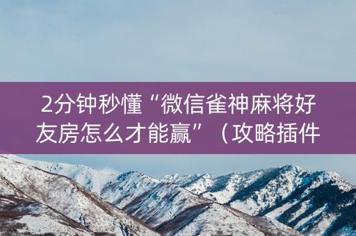 2分钟秒懂“微信雀神麻将好友房怎么才能赢”（攻略插件)
