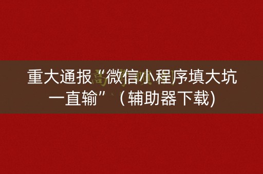 重大通报“微信小程序填大坑一直输”（辅助器下载)