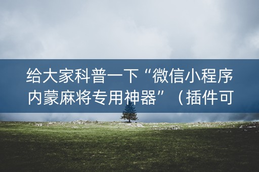 给大家科普一下“微信小程序内蒙麻将专用神器”（插件可信吗)