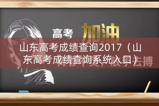 山东高考成绩查询2017（山东高考成绩查询系统入口）