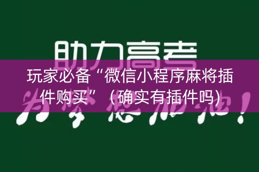 玩家必备“微信小程序麻将插件购买”（确实有插件吗)