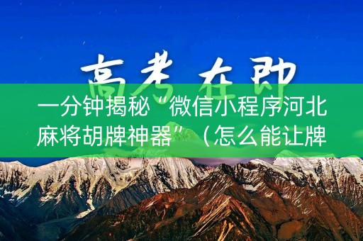 一分钟揭秘“微信小程序河北麻将胡牌神器”（怎么能让牌好一点)