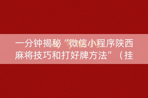 一分钟揭秘“微信小程序陕西麻将技巧和打好牌方法”（挂件神器)