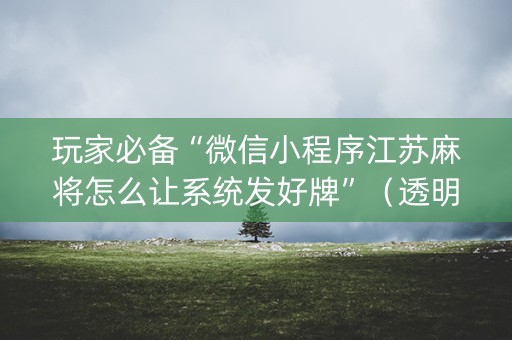 玩家必备“微信小程序江苏麻将怎么让系统发好牌”（透明器教程)