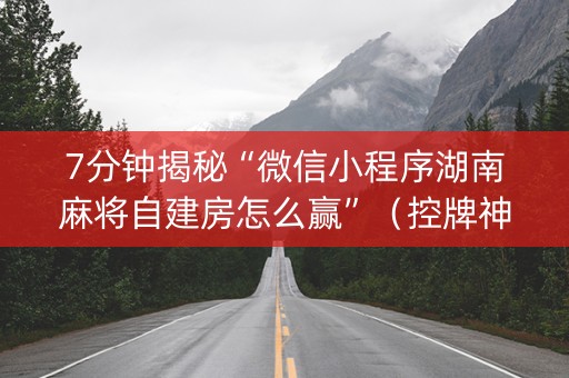 7分钟揭秘“微信小程序湖南麻将自建房怎么赢”（控牌神器)