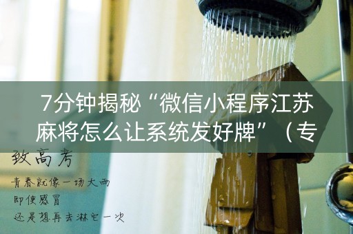 7分钟揭秘“微信小程序江苏麻将怎么让系统发好牌”（专用神器)