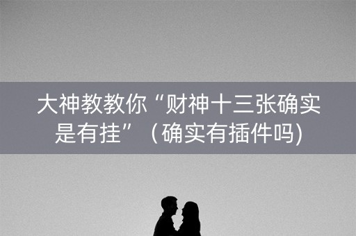 大神教教你“财神十三张确实是有挂”（确实有插件吗)