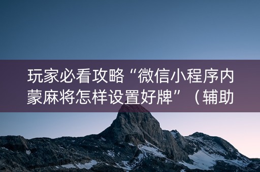 玩家必看攻略“微信小程序内蒙麻将怎样设置好牌”（辅助神器免费)