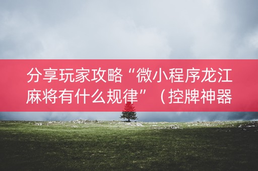 分享玩家攻略“微小程序龙江麻将有什么规律”（控牌神器)