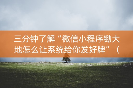 三分钟了解“微信小程序锄大地怎么让系统给你发好牌”（自建房胜负规律)