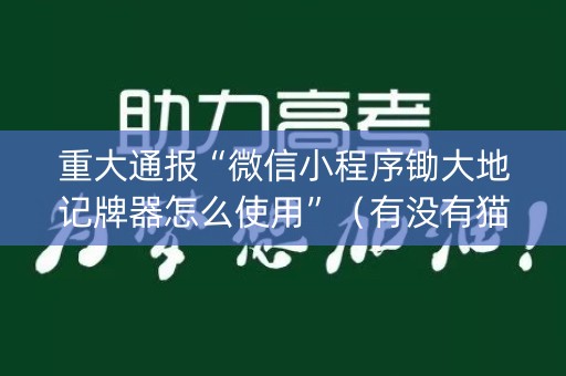 重大通报“微信小程序锄大地记牌器怎么使用”（有没有猫腻)