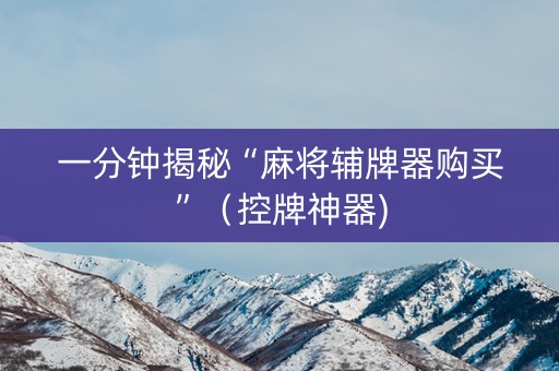 一分钟揭秘“麻将辅牌器购买”（控牌神器)