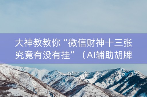大神教教你“微信财神十三张究竟有没有挂”（AI辅助胡牌规则)
