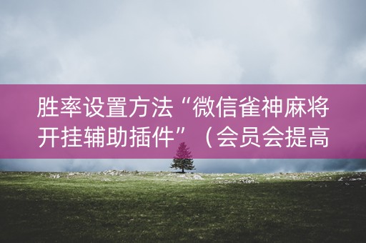 胜率设置方法“微信雀神麻将开挂辅助插件”（会员会提高胜率吗)