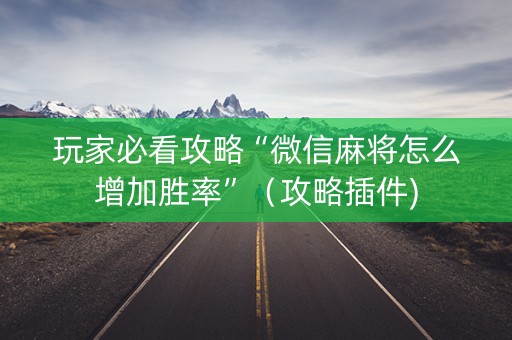 玩家必看攻略“微信麻将怎么增加胜率”（攻略插件)